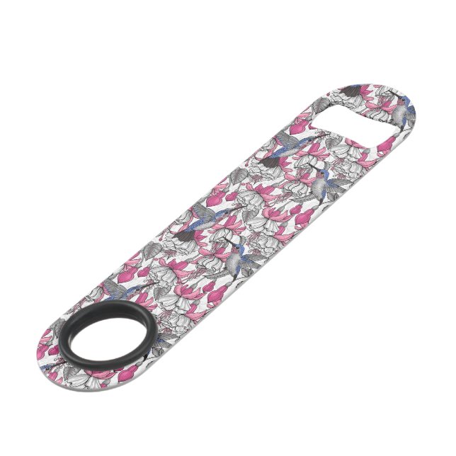 Fuchsia et colibris blancs (Devant angulaire)