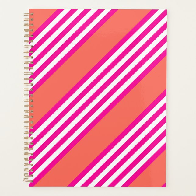 Fuchsia et corail vivant cinq bandes motif (Devant)