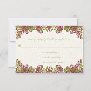 Fuchsia et Lime Paisley Faire-part de mariage