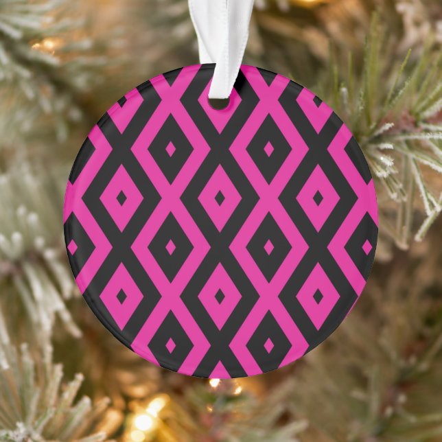 Fuchsia et motif de diamants noirs (Arbre)
