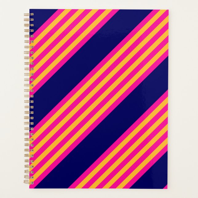 Fuchsia et rayures jaunes avec bleu marine (Devant)