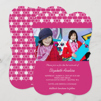 Fuchsia Étoiles De David Bat mitzvah Invitation