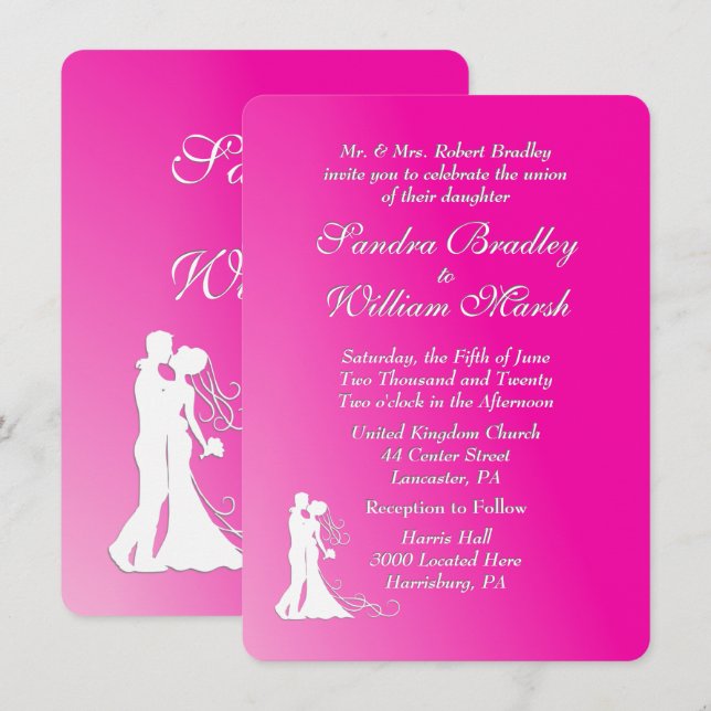 Fuchsia Faire-part de mariage (Devant / Derrière)