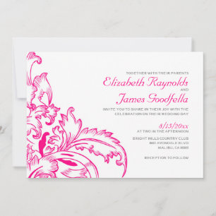 Fuchsia Flourish Wedding Invitations