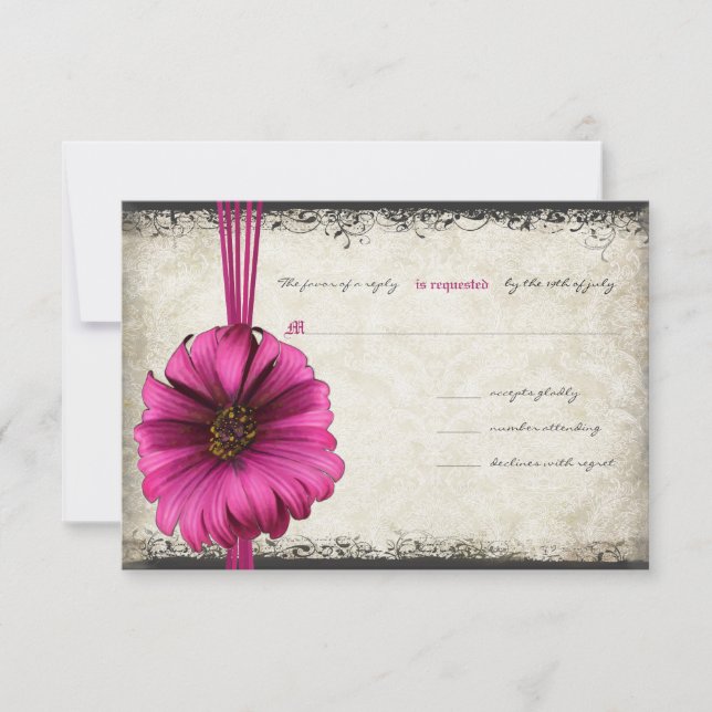 Fuchsia Gerber Daisy Wedding RSVP (Devant)
