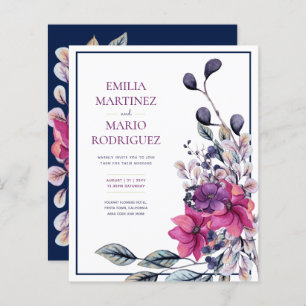 Fuchsia Mariage floral bleu marine rose