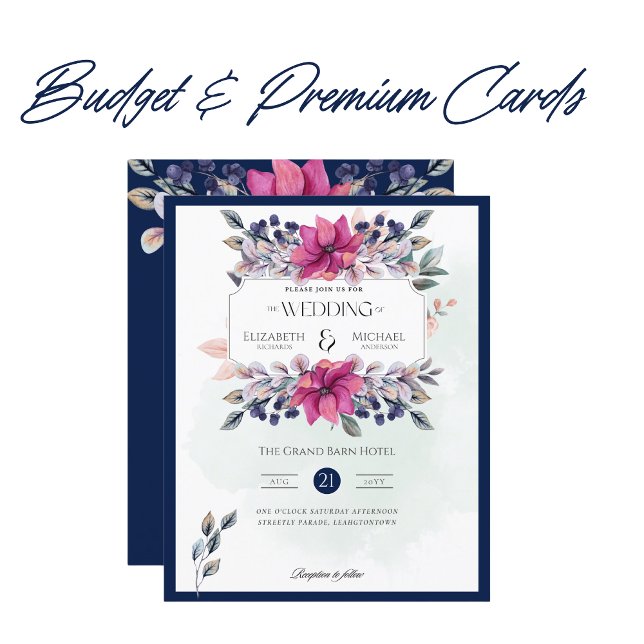 Fuchsia Marine Rose Bleu Floral Vinatge Mariage (Créateur téléchargé)