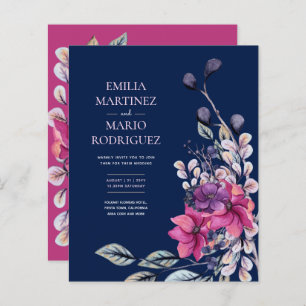 Fuchsia Pink Navy Blue Floral Mariage Budget