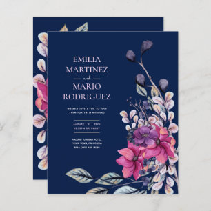 Fuchsia Pink Navy Blue Floral Mariage Budget