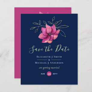 Fuchsia Pink Navy Blue Mariage Date de sauvegarde