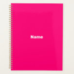Fuchsia rose chaud moderne nom personnalisé monogr<br><div class="desc">Minimaliste moderne fuchsia rose chaud et blanc personnalisé année,  nom,  texte,  initiales ou monogramme personnalisé Planner. Texte blanc personnalisable sur arrière - plan couleur uni rose chaud.</div>