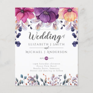 Fuchsia Rose Orange Ginger Wedding Invite Budget