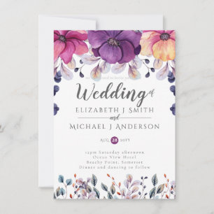 Fuchsia Rose Orange Ginger Wedding Invite Budget