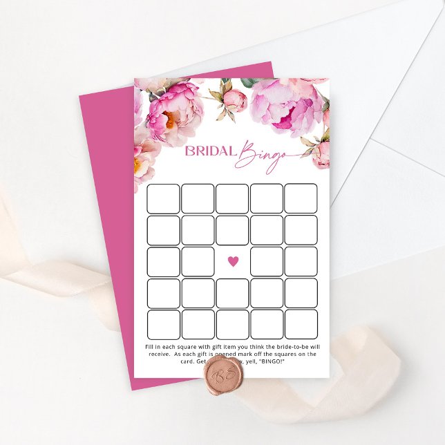 Fuchsia rose vif poony jeu de bingo douche nuptial (Créateur téléchargé)