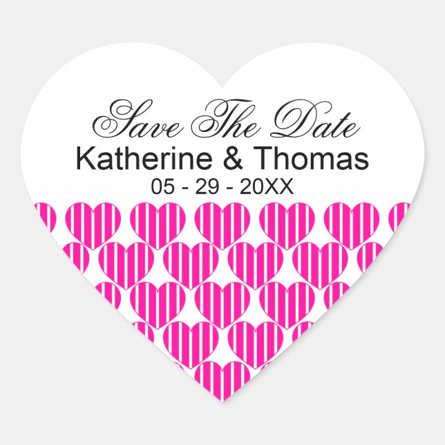 Fuchsia Striped Hearts Sauvegardez Les Stickers Da (Devant)
