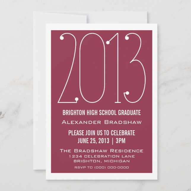 Fuchsia Trendy 2013 Graduation Invitation (Devant)