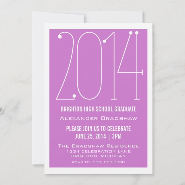 Fuchsia Trendy 2014 Graduation Invitation (Devant)