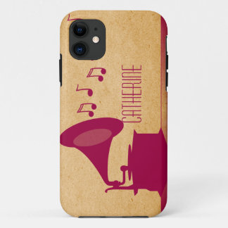 Fuchsia Vintage Gramophone BT ID iPhone 5 Coque