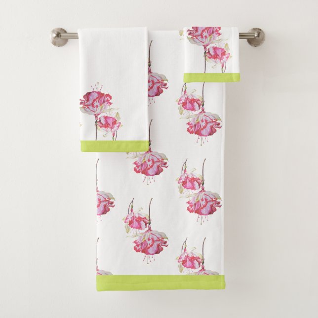 Fuchsias exotiques sur un ensemble de serviettes d (En situation)