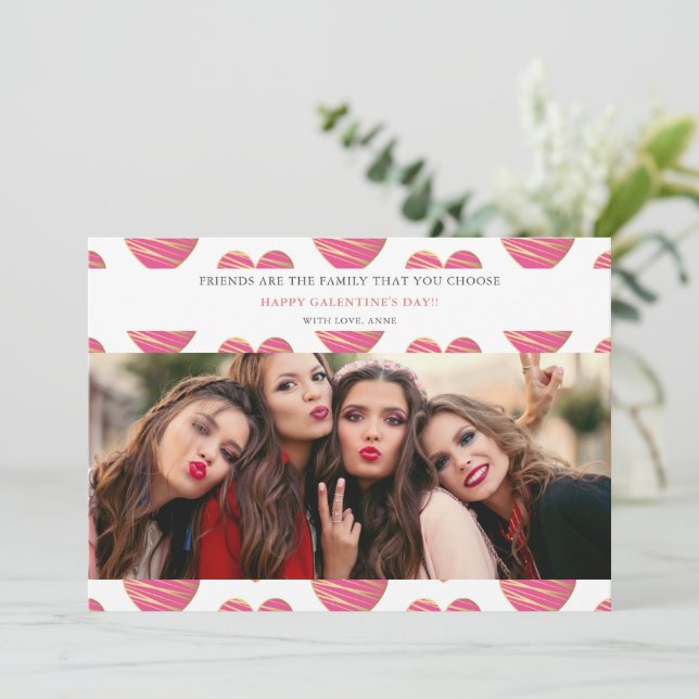 Fucshia Heart Best Friends Photo Happy Galentine's (Debout devant)