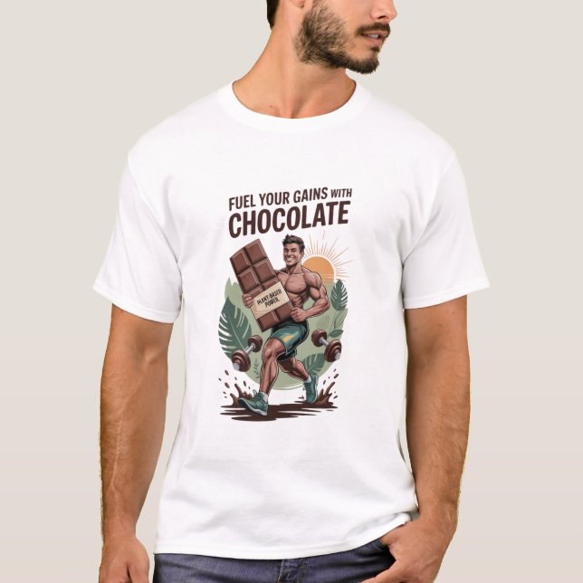Fuel Your Gains with Chocolate T-Shirt Funny Vegan (Devant)