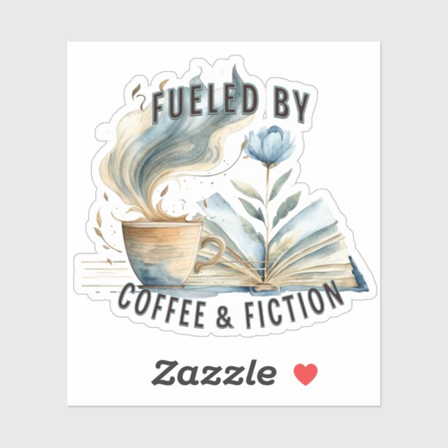 Fueled by Coffee & Fiction Vinyl Sticker (Feuille)