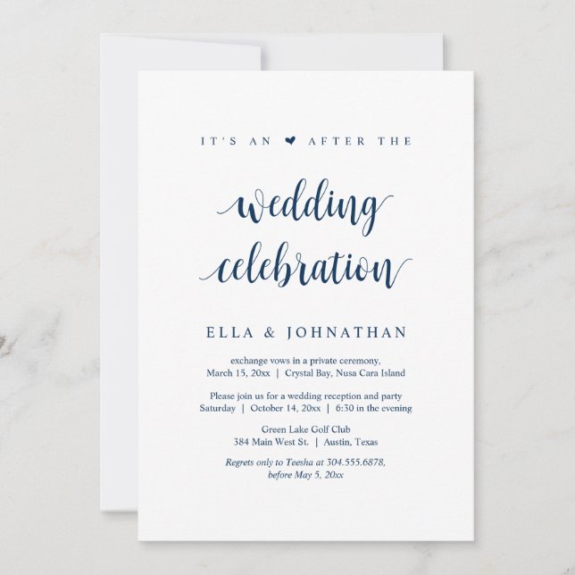 Fuite, C'est une fête après le mariage  Invitation (Devant)