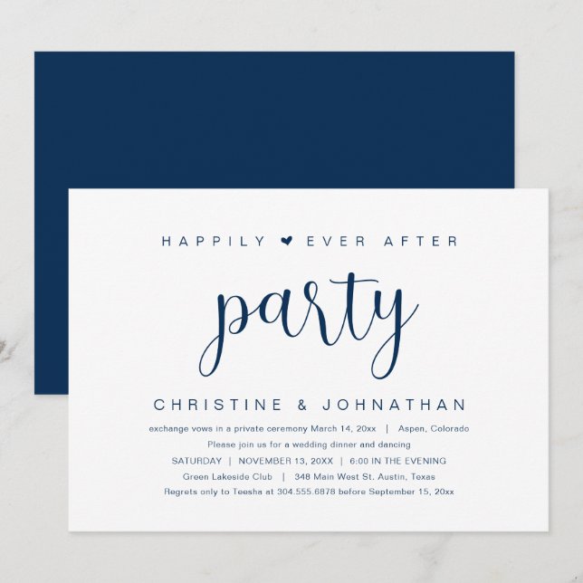 Fuite de mariage, invitation à la fête de bonheur  (Devant / Derrière)
