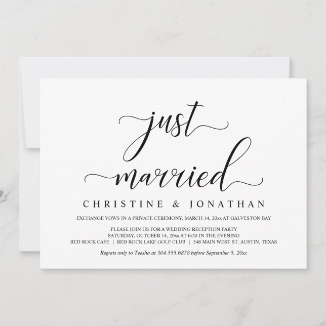 Fuite de mariage, Invitation à une réception éléga (Devant)