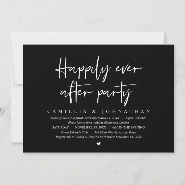 Fuite en mariage, invitation à la fête de bonheur  (Devant)