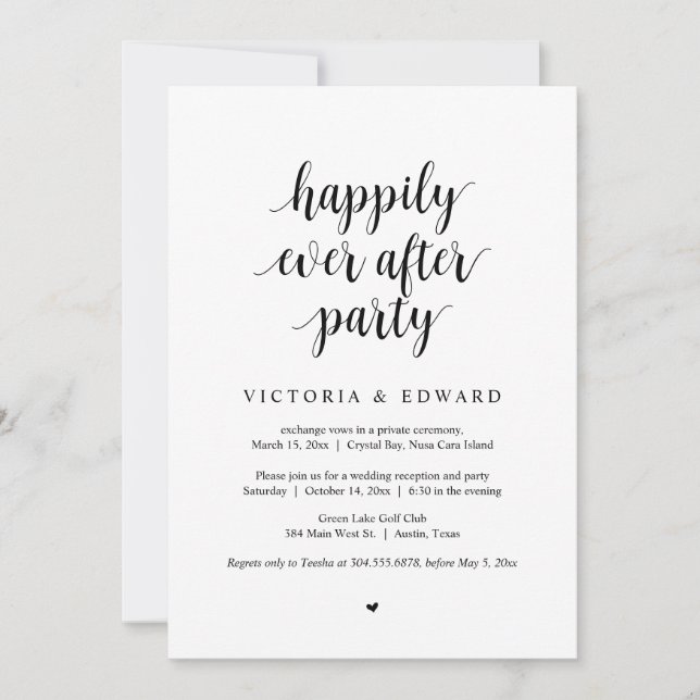 Fuite en mariage, invitation à la fête de bonheur  (Devant)