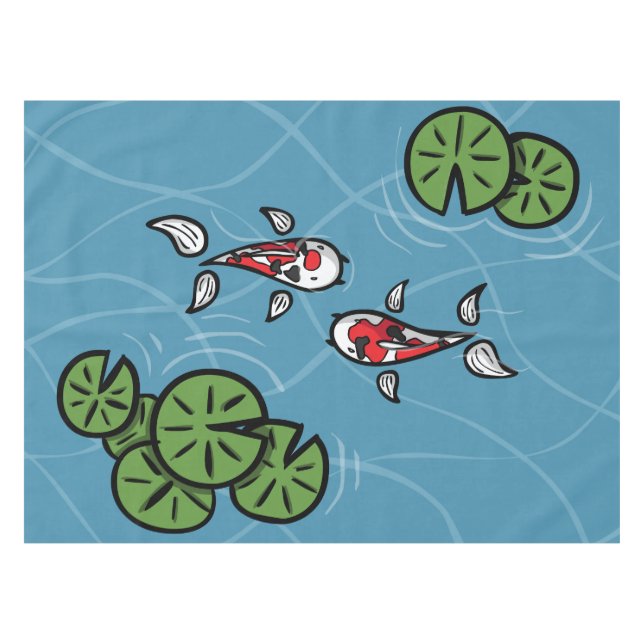 Fuku et Heiwa la nappe aux carpes koï (Devant (Horizontal))