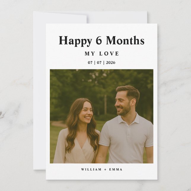 Fully Custom 6 Month Anniversary Card for Couple (Devant)