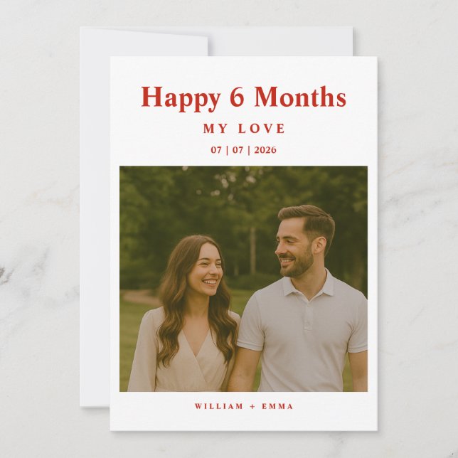 Fully Custom 6 Month Anniversary Card for Couple (Devant)