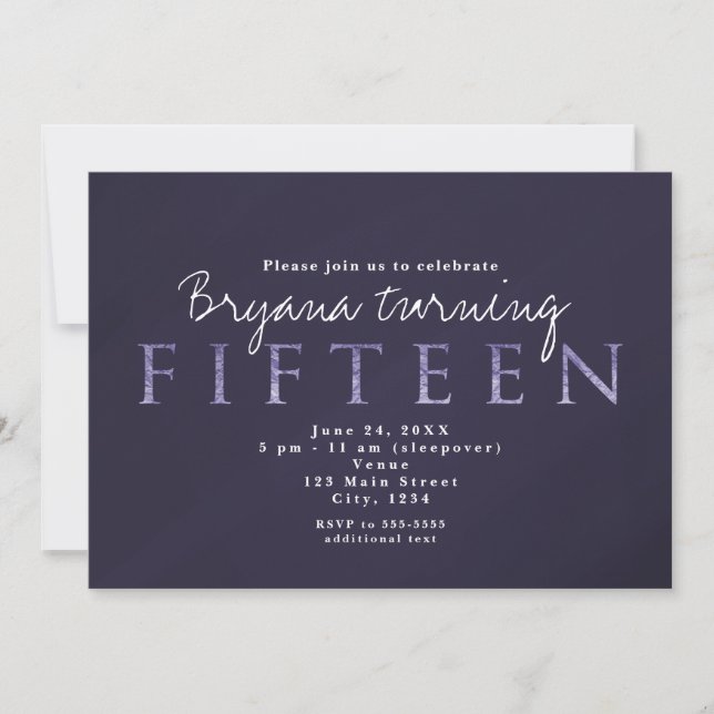 Fumé Gris de prune 15e 15 Anniversaire Invitations (Devant)