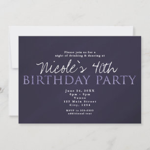 Fumé Plum Grey Moderne BIRTHDAY FÊTE Invitations
