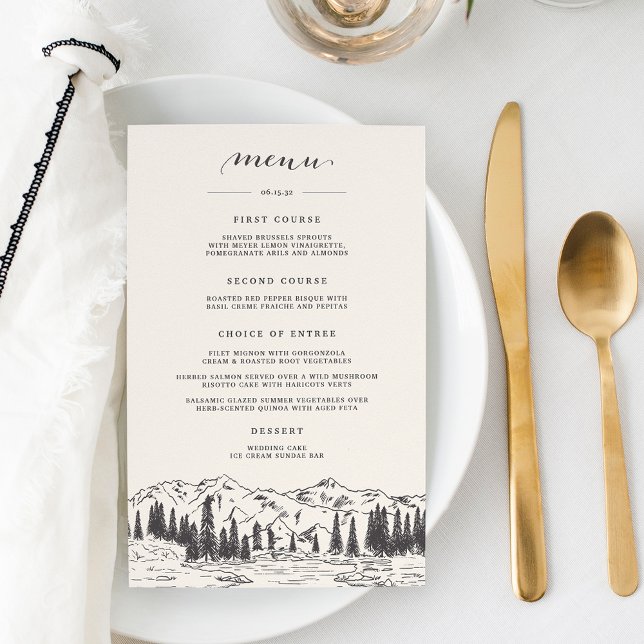 Fumée | Menu Mariage Croquis en montagne (Créateur téléchargé)