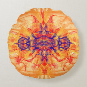 FUMÉE ORANGE - Art Fractal - Coussin rond