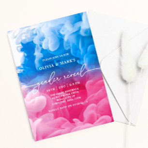 Fumée rose et bleu Baby Genre Reveillez Invitation