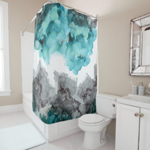 fumeur, bleu, turquoise, gris, noir, rideau de dou