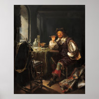Fumeur de soldat - Frans van Mieris Poster d'art