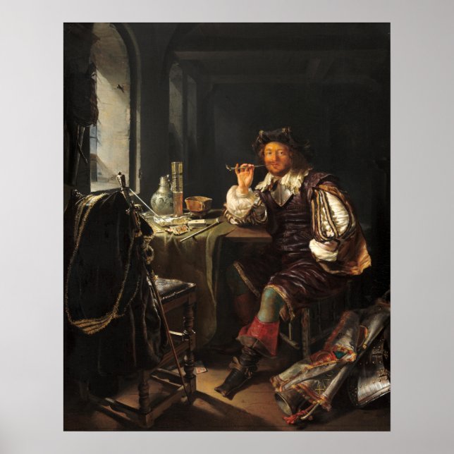 Fumeur de soldat - Frans van Mieris Poster d'art (Devant)