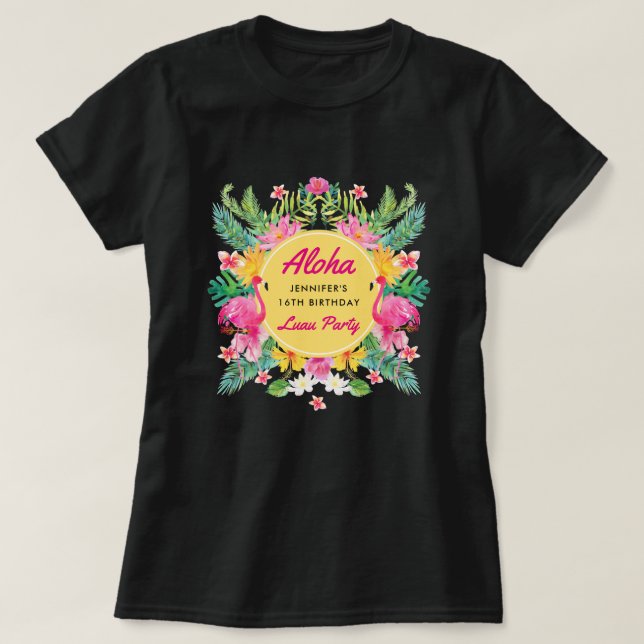 Fun Aloha Tropical Birthday Luau Party T-shirt (Design devant)