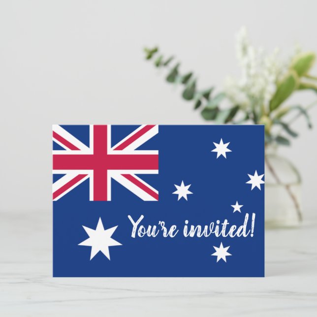 Fun Australian Flag Party Invitations (Debout devant)