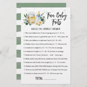 Fun Baby Facts Game Green Baby est en train de bra