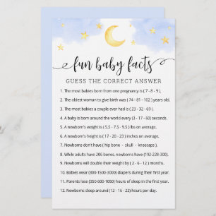 Fun Baby Facts Jeu avec réponses Baby shower parti