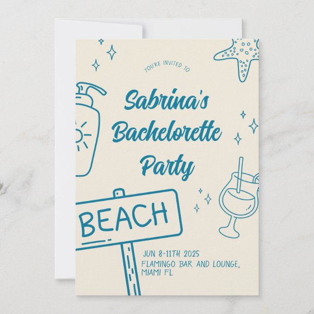 Fun Beach Bachelorette Week-end Invitation (Devant)