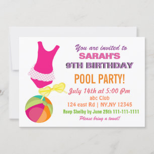 Fun Beach Ball flipflop filles Pool Invitations de