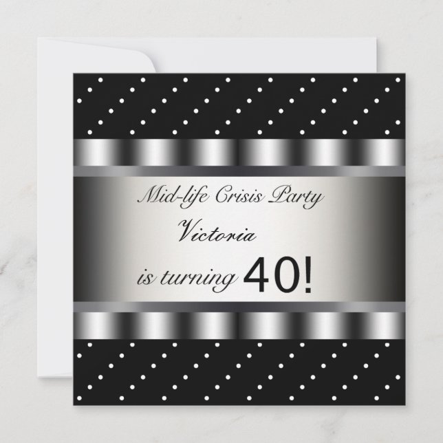 Fun Black 40th Birthday Party Invitation (Devant)