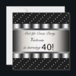 Fun Black 40th Birthday Party Invitation<br><div class="desc">Fun noir et blanc moderne dote l'invitation de la fête du 40e anniversaire de la femme. Personnalisez l'avant et customisez l'arrière avec le style de police et la couleur de police de votre choix,  et la couleur de l'arrière - plan du côté arrière.</div>